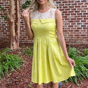 Ryu yellow lace fit flare dress size medium and large NWT